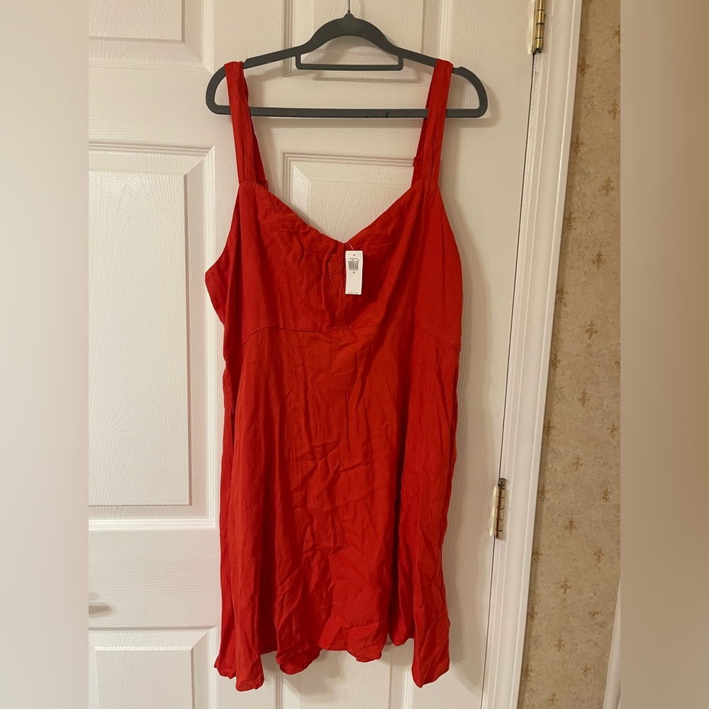 Women's orange fit and flare linen Dress xl